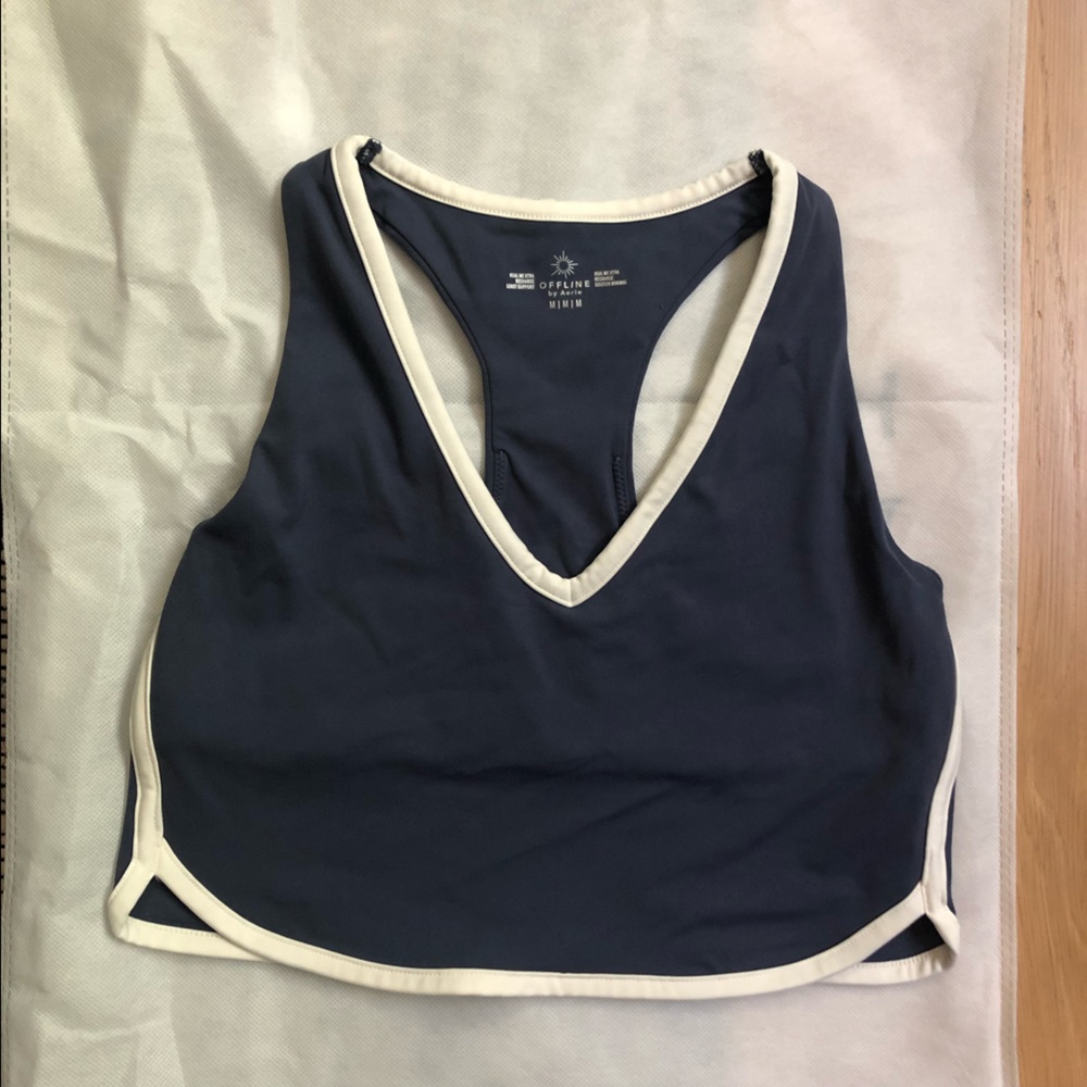 Aerie Offline Real Me Xtra Longline Track Sports Bra in Fresh Bright